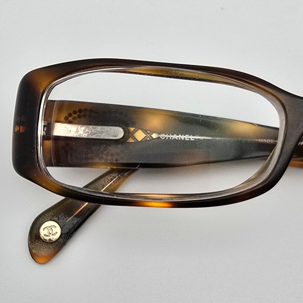 Chanel 3096-B c. 502 Tortoise Rhinestone Eyeglasses Frame w Flexhinge Italy 52mm - Picture 14 of 14